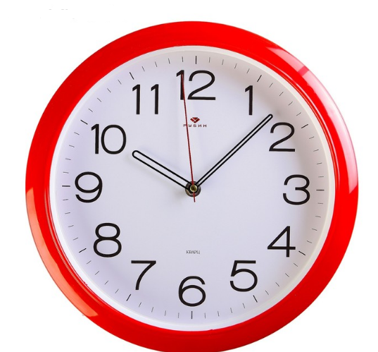 Часы настенные круглые "Классика", Рубин, красный обод, 29х29 см