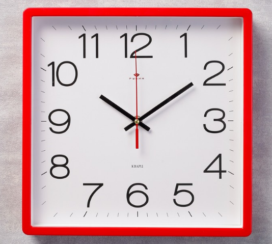 Часы настенные квадратные "Классика", 30х30 см красные