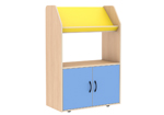 Стеллаж-витрина книжная с дверцей (сине-желтый) 800x400x1200