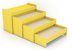 Кровать 3-х ярусная выдвижная с тумбой, 1530x650x1080 желтый