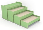 Кровать 3-х ярусная выдвижная с тумбой, 1530x650x1080 салатовый