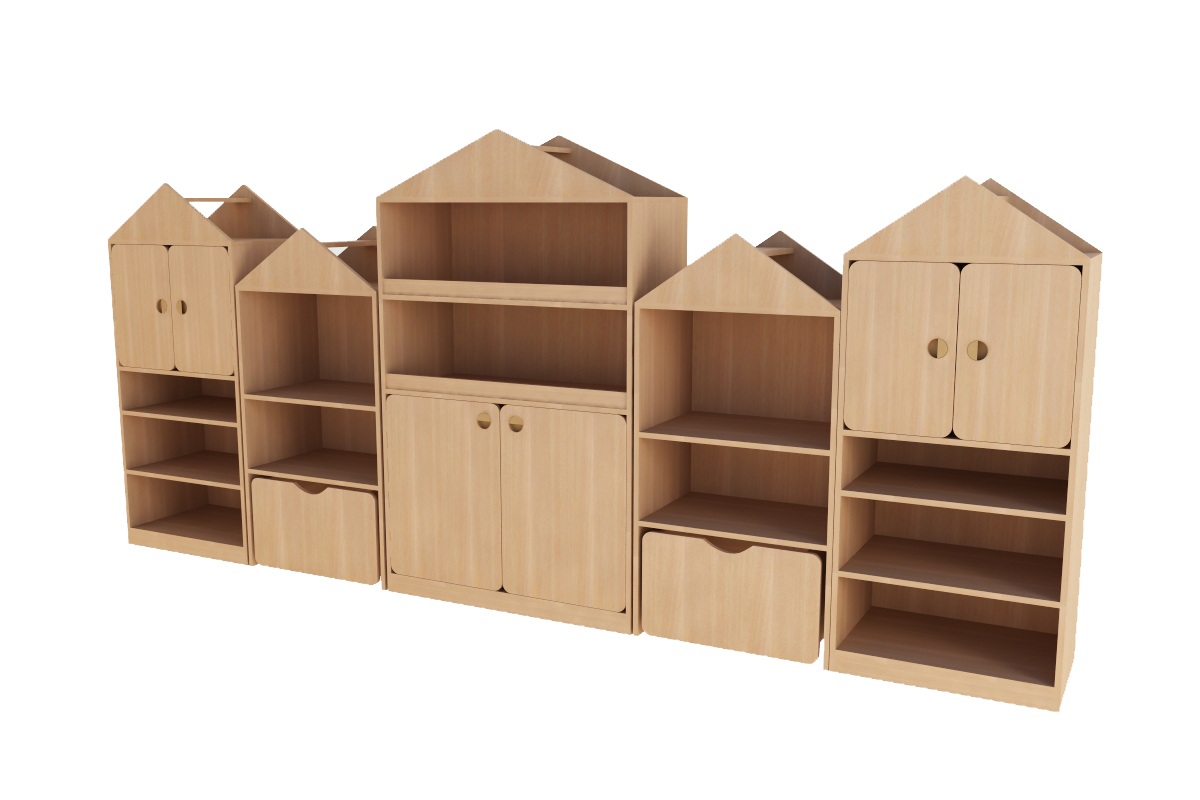 Стеллаж "Домик" 3300*400*1500 Бук