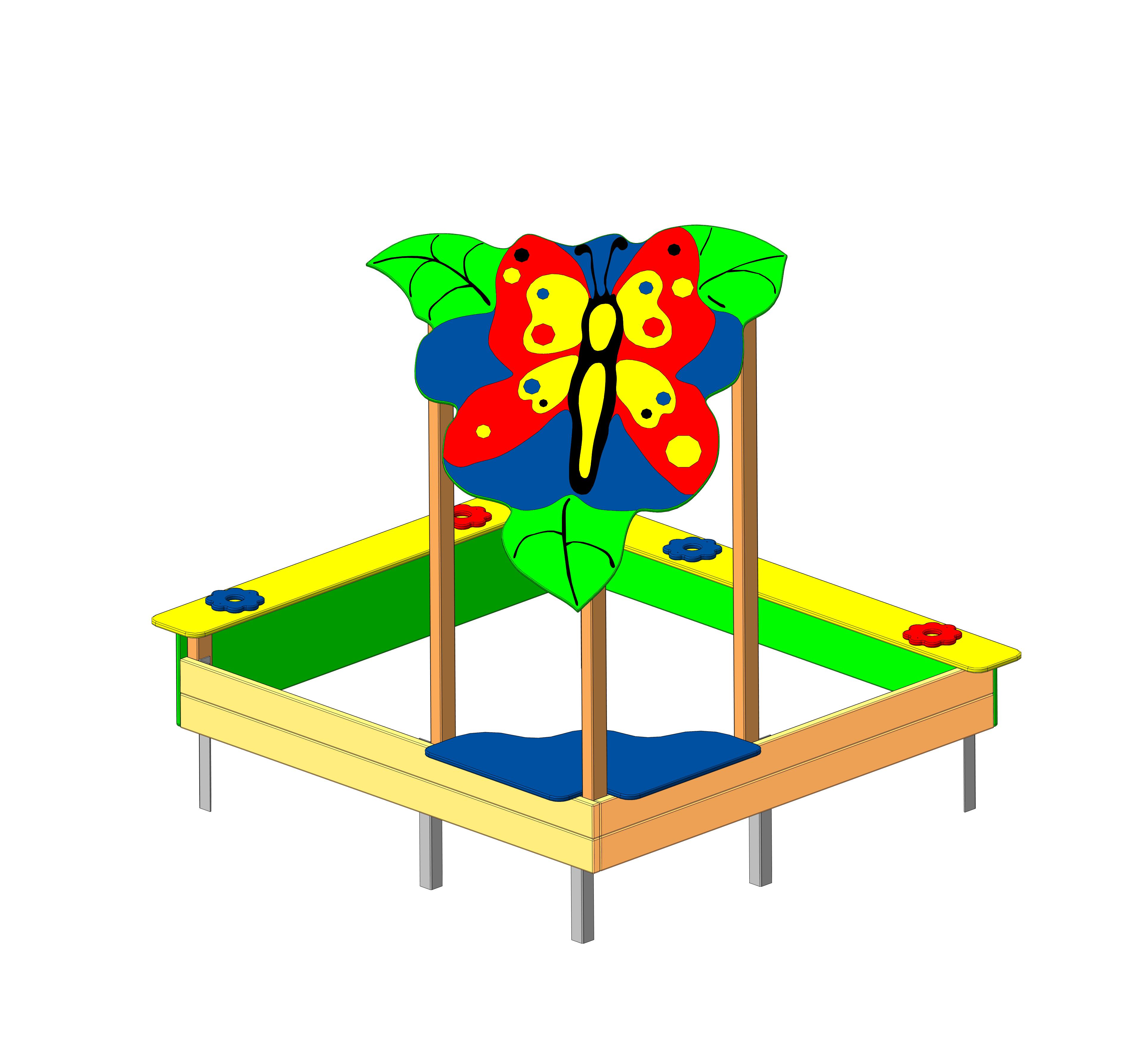 Песочница угловая  "Бабочка" 1910х1910х1730