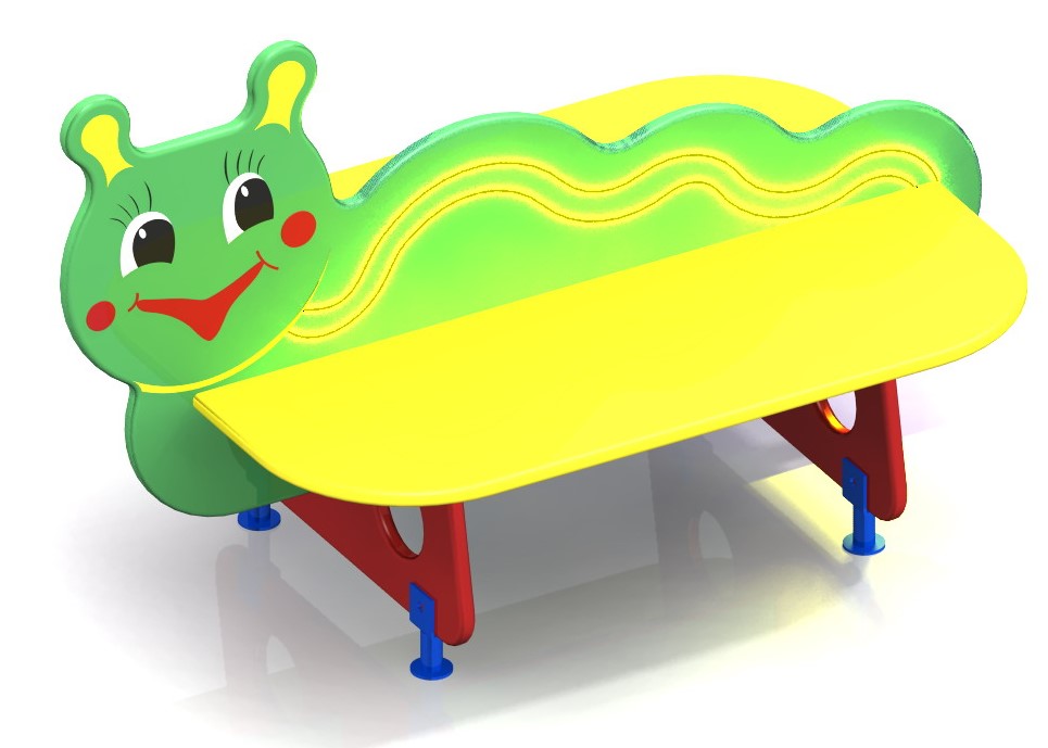 Скамья со спинкой "Гусеничка" 1200х725х765