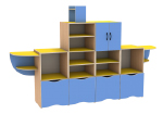 Стеллаж для Игрушек "Мореход" (Сине-желтый)  2752x500x1670 мм