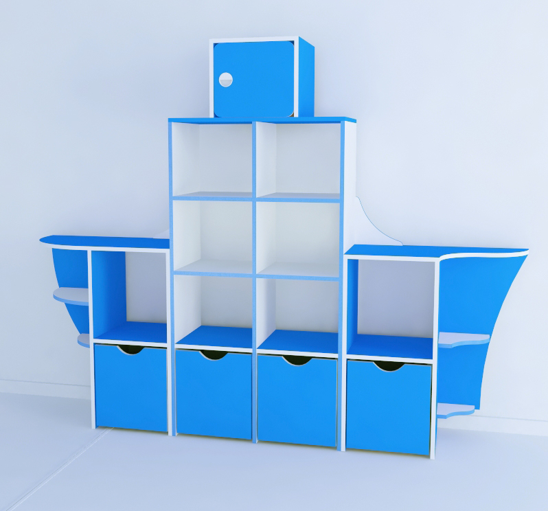 Стеллаж "Кораблик" 2100*350*1600 Полностью цветной