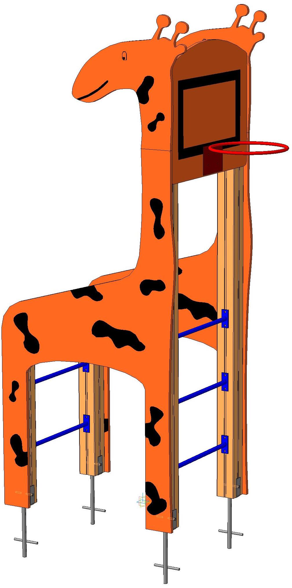 Жираф с баскетбольным кольцо