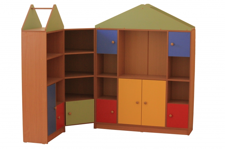 Стеллаж "Домик угловой" 1200х1800х300х1500 Цветной фасад