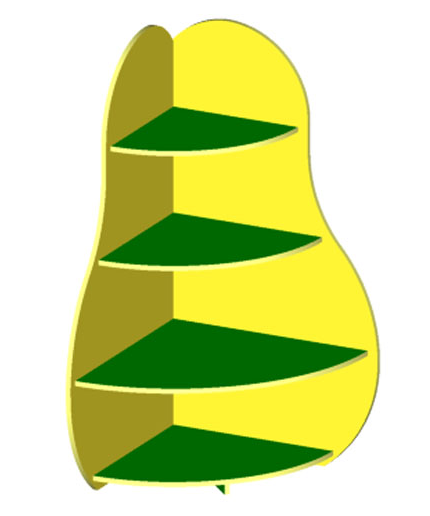 Стеллаж угловой "Груша" 700х700х1360 Цветной фасад