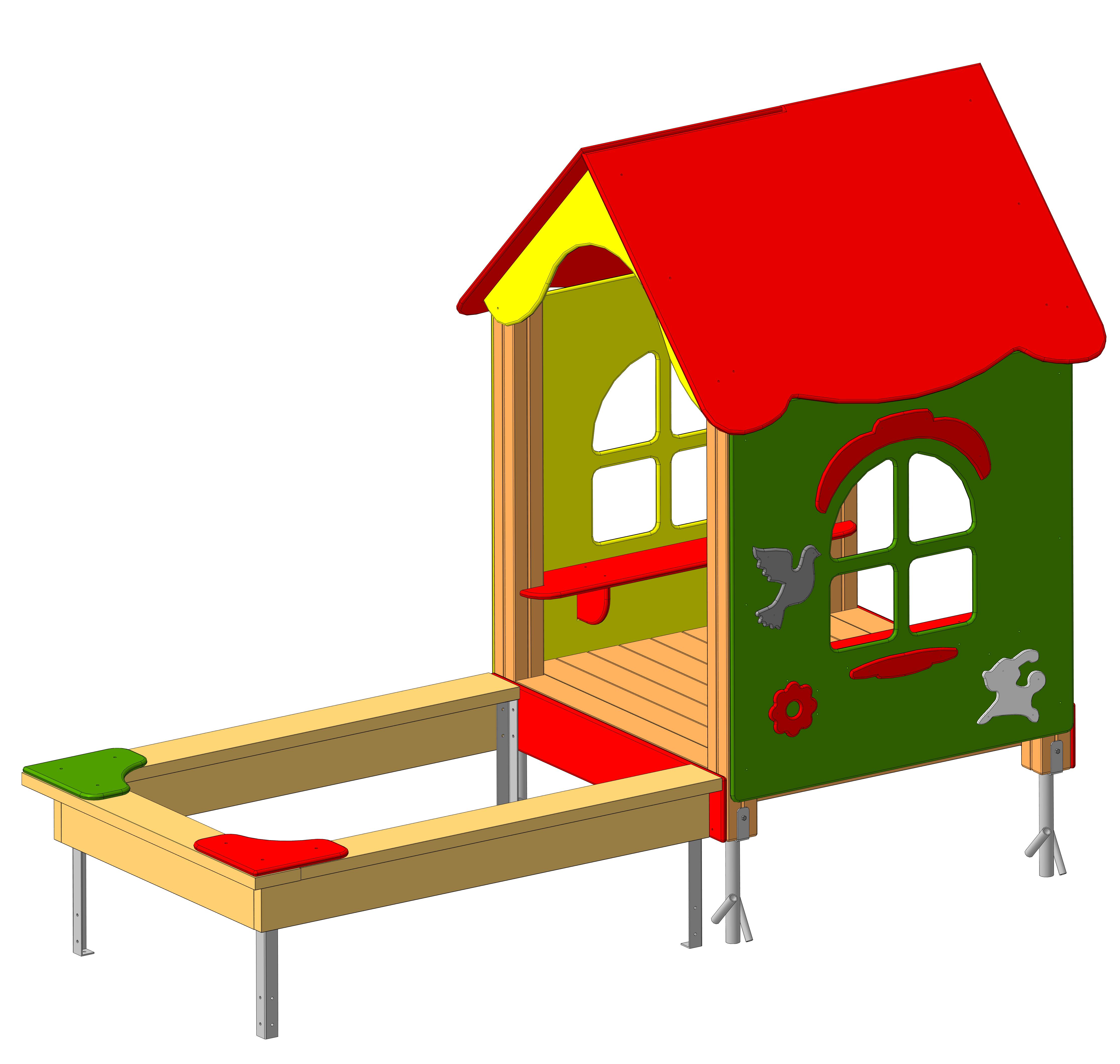 Песочный дворик "Домик" 2950х1400х1970