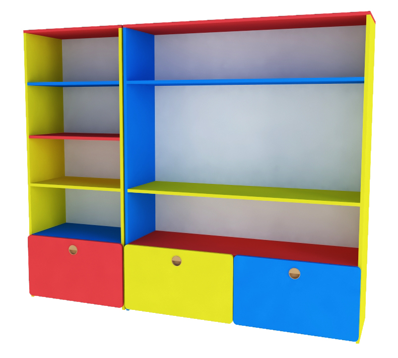 Стеллаж "Светофор" 1800*350*1500 Полностью цветной