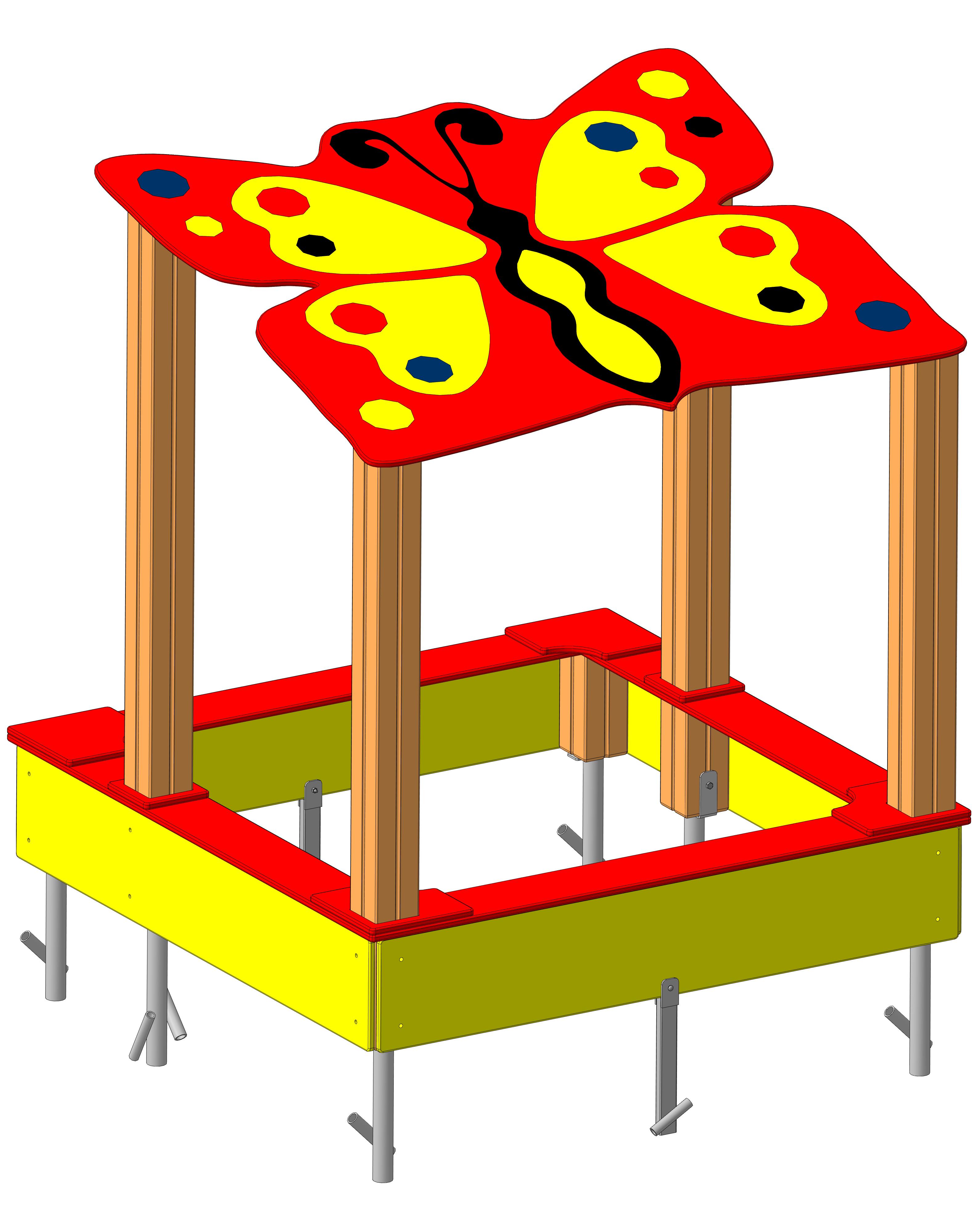 Песочница "Мотылек" 1450х1450х1600