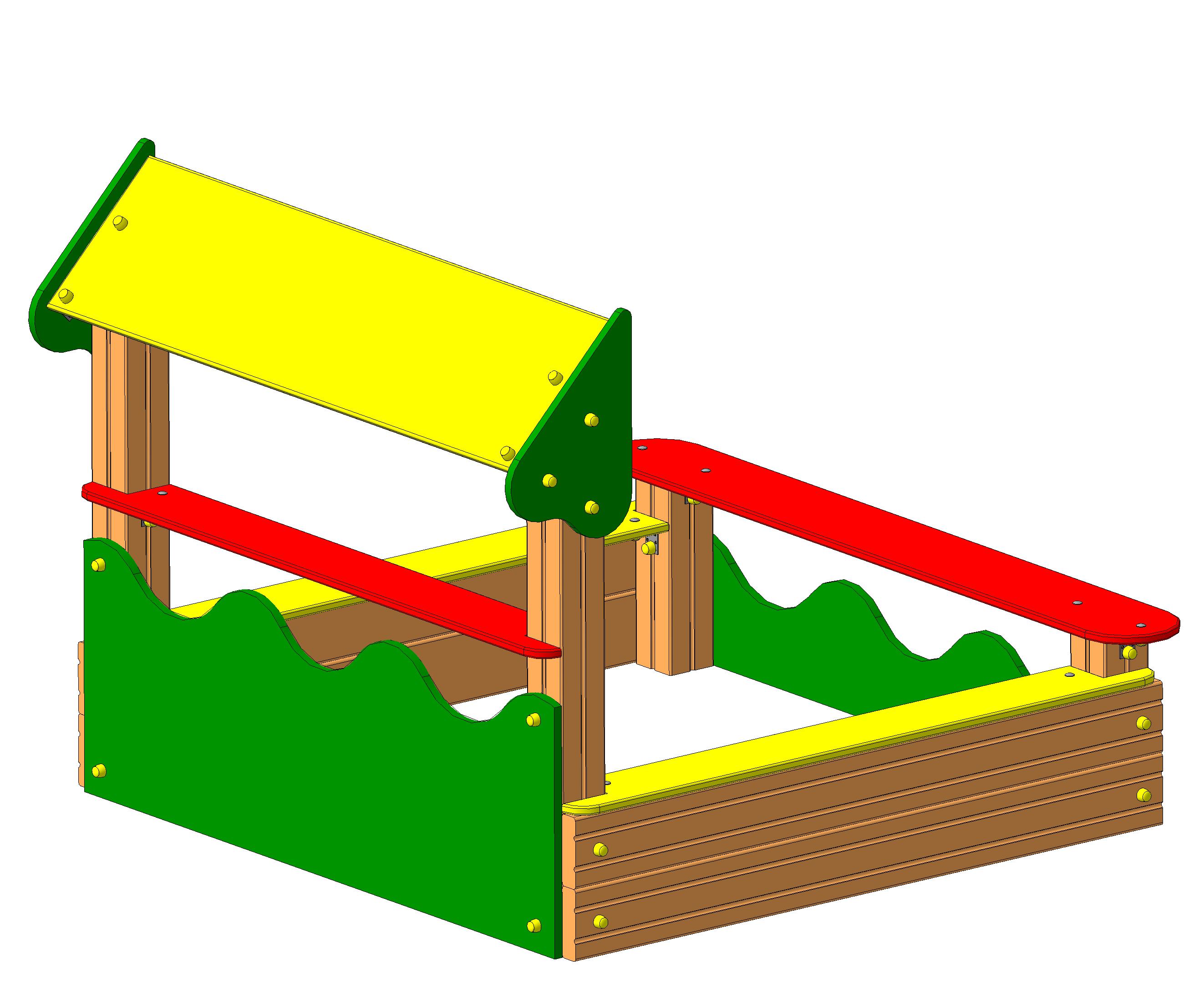 Песочница Полянка 1600х1580х1235