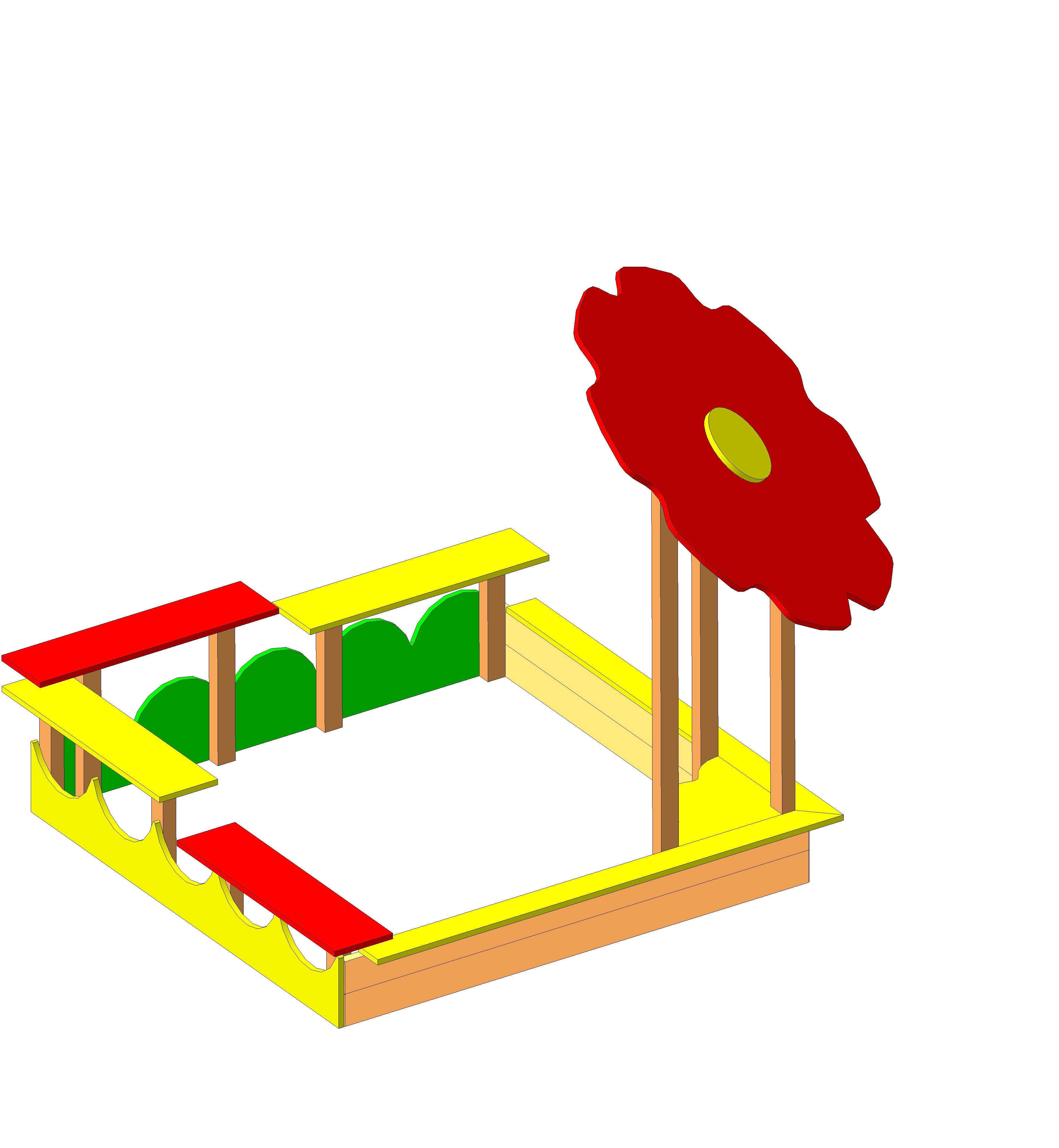 Песочница "Цветок" 1600х1600х1400