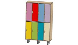 Шкаф 2 ярусный 4 секции/ярусе (малый) 1296*320*1800 Цветной фасад