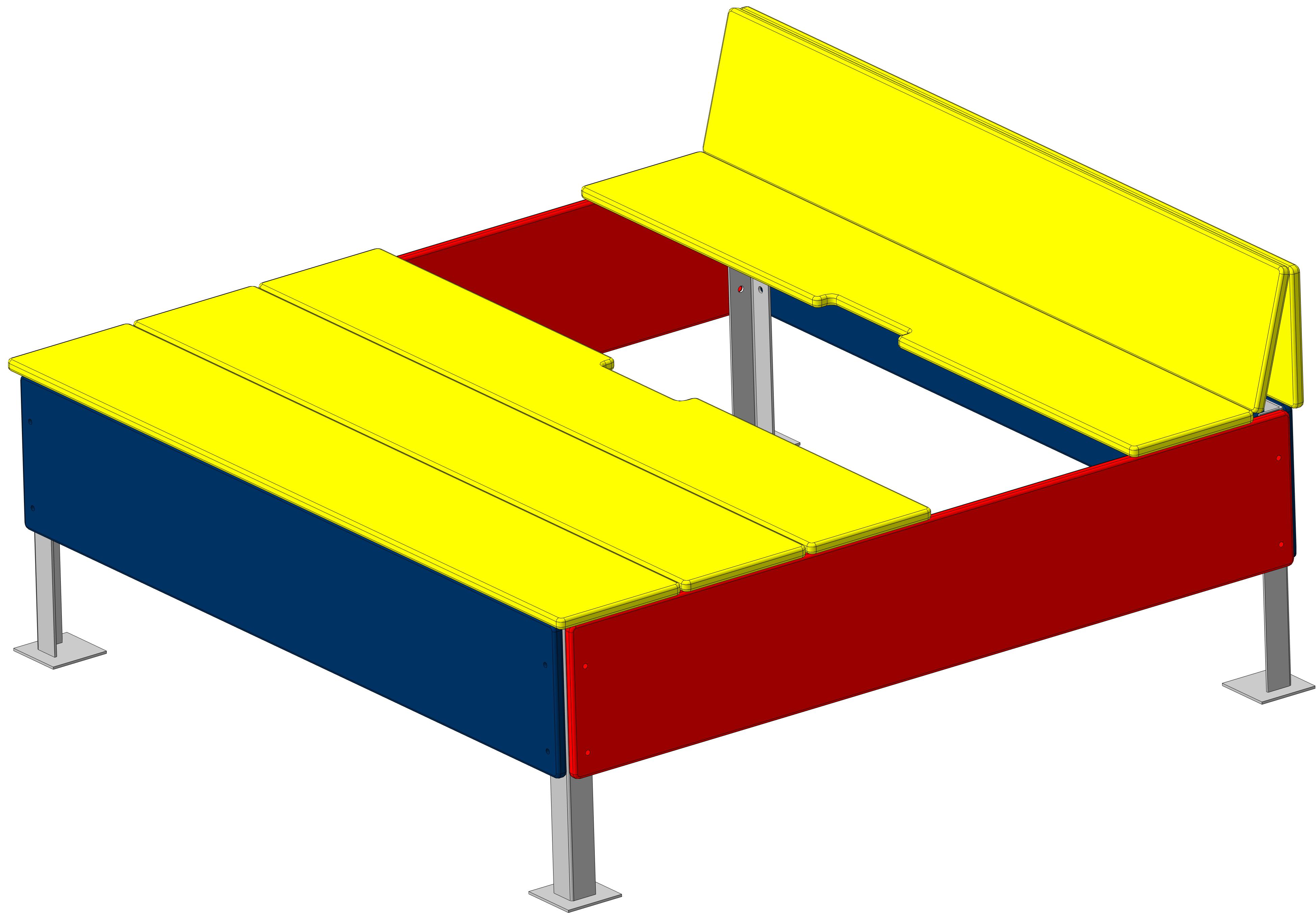 Песочница со складной крышкой "Жалюзи" 1400х1400х250