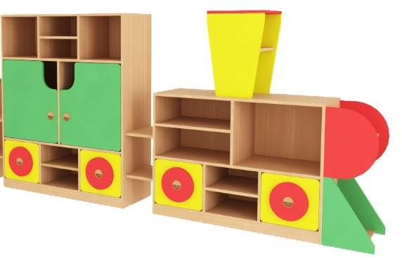 Стеллаж "Паровозик" 1944*340*1200 Цветной фасад