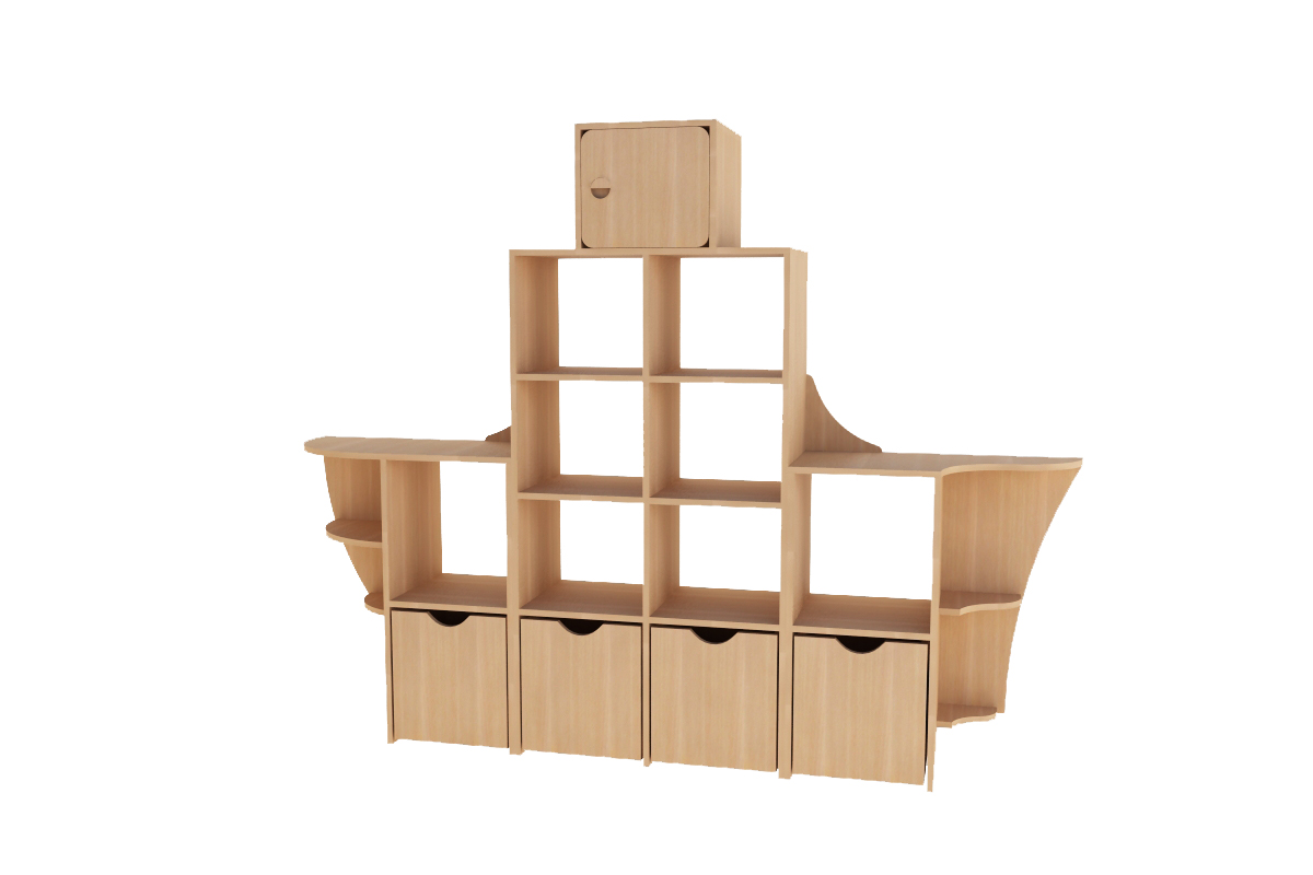 Стеллаж "Кораблик" 2100*350*1600 Бук