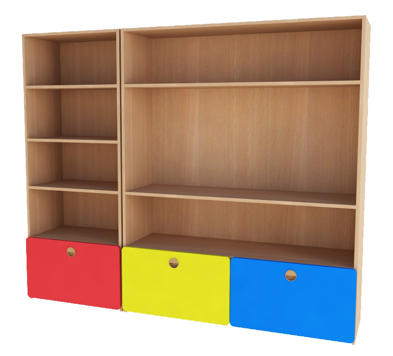 Стеллаж "Светофор" 1800*350*1500 Цветной фасад