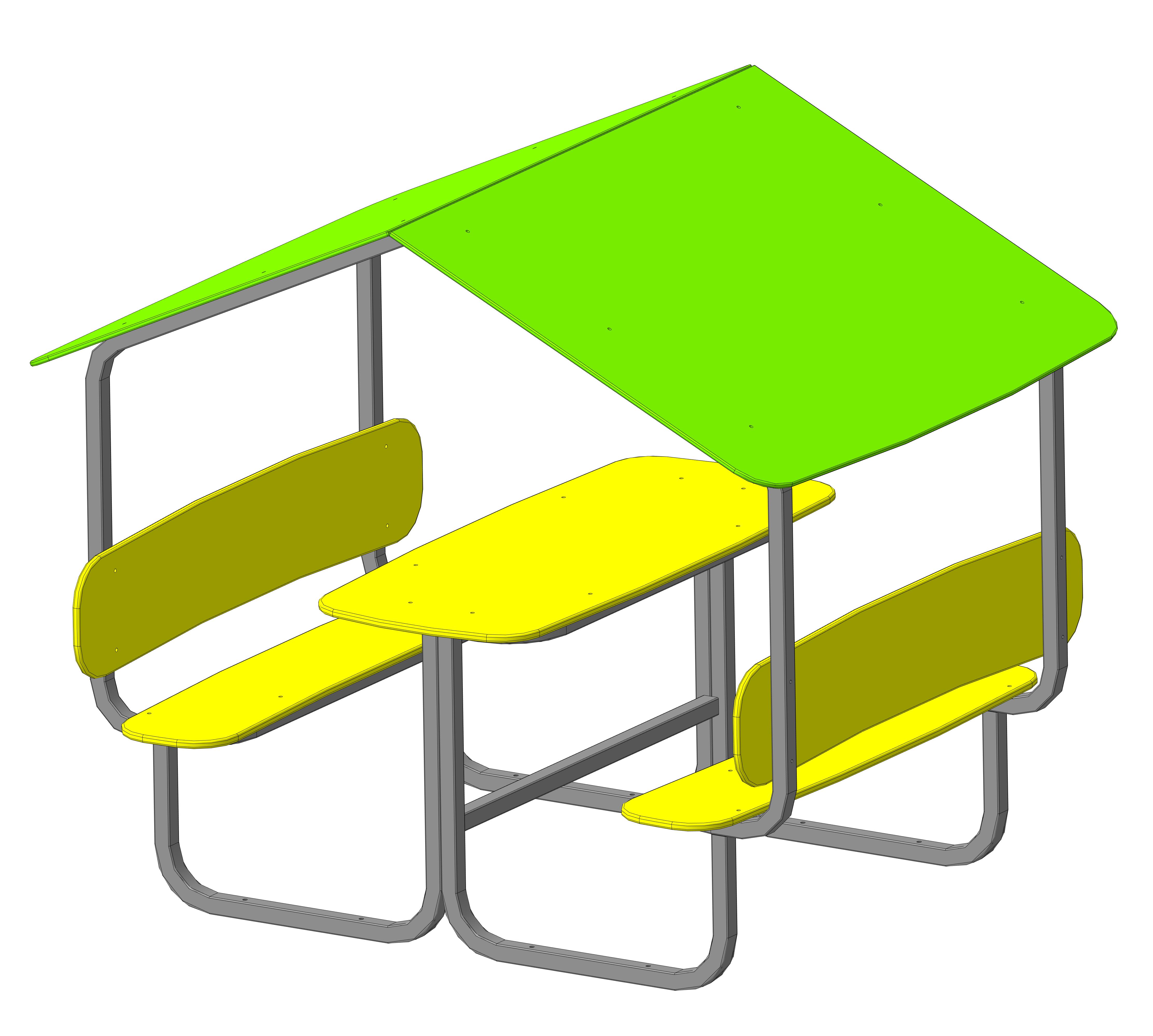 Столик со скамейками и навесом  2000х1480х1680