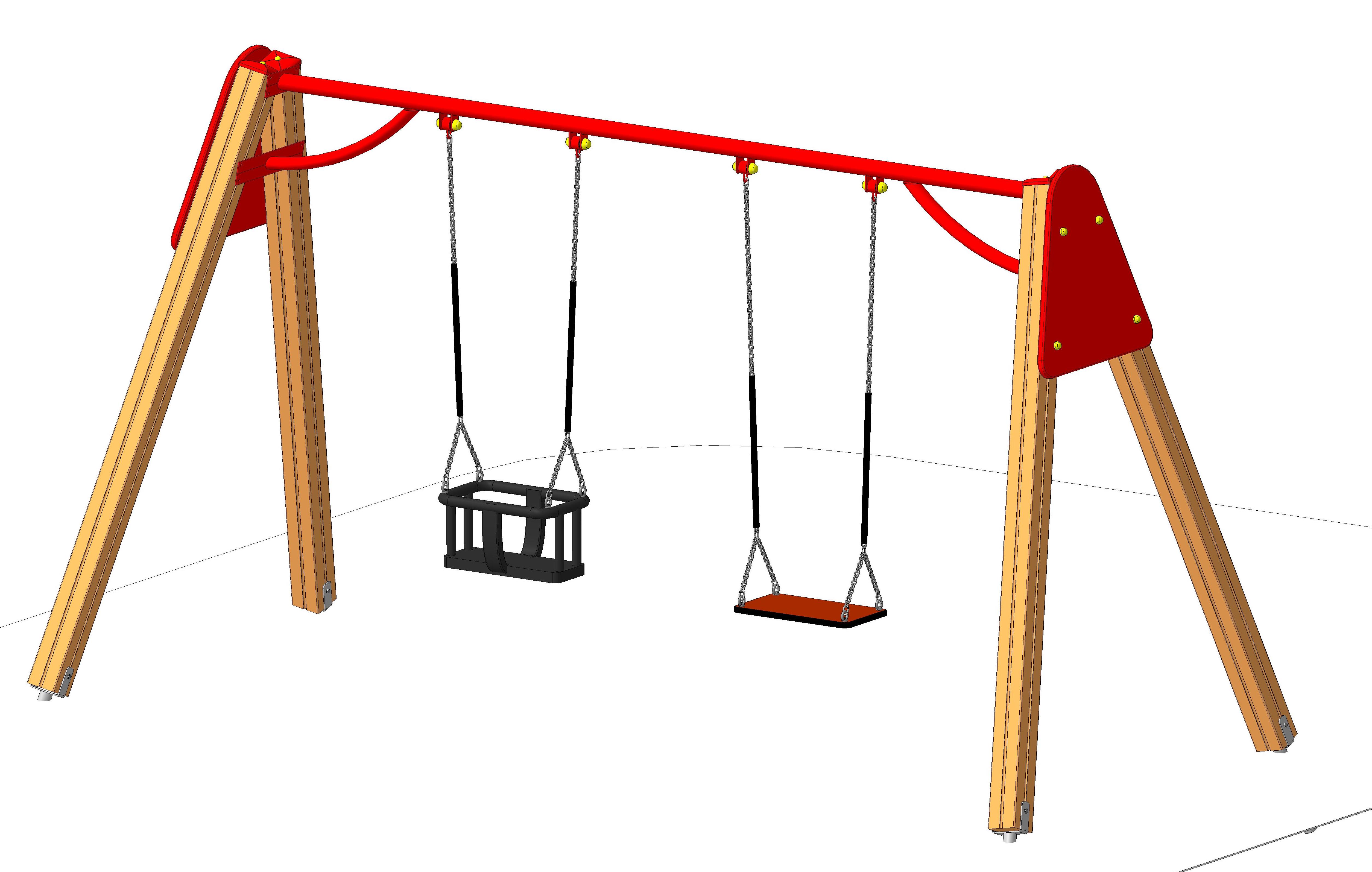 Качели  разноподвесные 2-е ЦП 3850*1645*2050