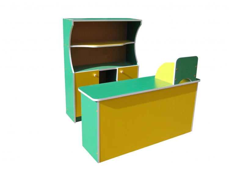 Уголок игровой "Магазин с кассой" 1200х350х580/840х275х1120 Полностью цветной